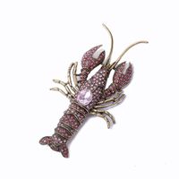 Novelty Lobster Alloy Plating Inlay Artificial Gemstones Unisex Brooches sku image 1