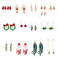 Fashion Christmas Tree Snowflake Elk Alloy Beaded Enamel Inlay Rhinestones Pearl Women's Drop Earrings 1 Pair main image 2