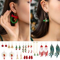 Fashion Christmas Tree Snowflake Elk Alloy Beaded Enamel Inlay Rhinestones Pearl Women's Drop Earrings 1 Pair main image 6