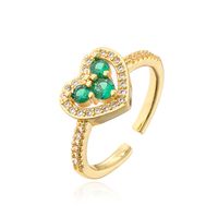 Fashion Heart Shape Copper Gold Plated Zircon Open Ring 1 Piece sku image 4