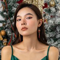 Fashion Christmas Tree Snowflake Elk Alloy Beaded Enamel Inlay Rhinestones Pearl Women's Drop Earrings 1 Pair main image 4