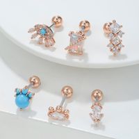 1 Piece Fashion Geometric Inlay Stainless Steel Zircon Ear Studs main image 5