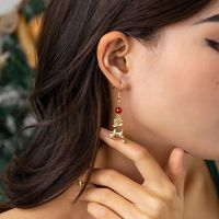 Fashion Christmas Tree Snowflake Elk Alloy Beaded Enamel Inlay Rhinestones Pearl Women's Drop Earrings 1 Pair sku image 1
