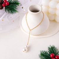 Simple Style Geometric Alloy Tassel Artificial Pearls Women's Pendant Necklace 1 Piece main image 1