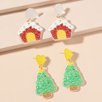 Cute Christmas Tree Arylic Carving Women's Drop Earrings 1 Pair sku image 2