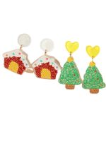 Cute Christmas Tree Arylic Carving Women's Drop Earrings 1 Pair main image 2