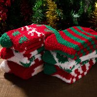 Unisex Cute Christmas Tree Santa Claus Elk Coral Fleece Jacquard Crew Socks main image 3