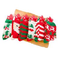 Unisex Cute Christmas Tree Santa Claus Elk Coral Fleece Jacquard Crew Socks main image 4