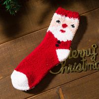 Unisex Cute Christmas Tree Santa Claus Elk Coral Fleece Jacquard Crew Socks sku image 3
