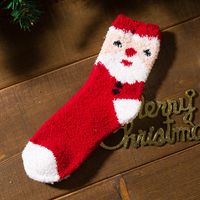 Unisex Süß Weihnachtsbaum Weihnachtsmann Elch Korallenvlies Jacquard Crew Socken sku image 3