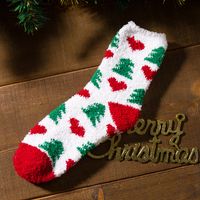Unisex Cute Christmas Tree Santa Claus Elk Coral Fleece Jacquard Crew Socks sku image 2