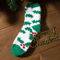 Unisex Cute Christmas Tree Santa Claus Elk Coral Fleece Jacquard Crew Socks sku image 5