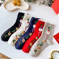 Women's Cute Santa Claus Elk Cotton Crew Socks main image 3