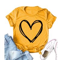 Women's T-shirt Short Sleeve T-shirts Printing Contrast Binding Fashion Heart Shape main image 1