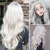 Foreign Trade European And American Ladies Medium Long Curly Hair Wave Head Cover Silver White European And American Fashion Wig Head Cover Rose Hair Net sku image 2
