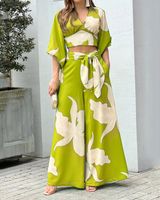 Women's Fashion Flower Cotton Blend Polyester Printing Pants Sets main image 5