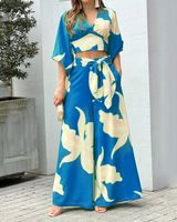 Women's Fashion Flower Cotton Blend Polyester Printing Pants Sets main image 3