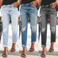 Women's Daily Streetwear Solid Color Ankle-length Washed Jeans main image 1
