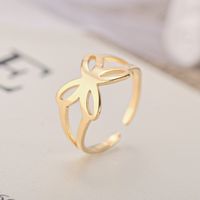 Fashion Butterfly Titanium Steel Plating Open Ring main image 5