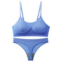 Solid Color Soutien-gorge Sans Fil Soft Seamless Rassembler Backless Bra & Panty Set main image 4