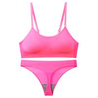 Solid Color Soutien-gorge Sans Fil Soft Seamless Rassembler Backless Bra & Panty Set main image 2