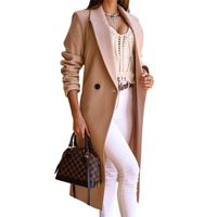 Women's British Style Solid Color Pocket Patchwork Single Breasted Woolen Coat main image 5