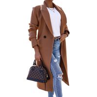 Women's British Style Solid Color Pocket Patchwork Single Breasted Woolen Coat main image 2