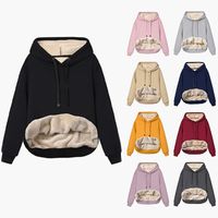 Damen Hoodie Langarm Kapuzen Pullover & Sweatshirts Tasche Mode Einfarbig main image 1