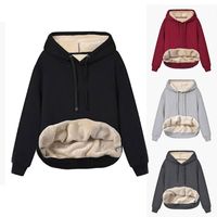 Damen Hoodie Langarm Kapuzen Pullover & Sweatshirts Tasche Mode Einfarbig main image 5