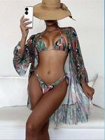 Mujeres Moda Tropical Impresión Juego De 3 Piezas Bikinis main image 2