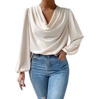 Women's Blouse Long Sleeve Blouses Pleated Fashion Solid Color main image 4
