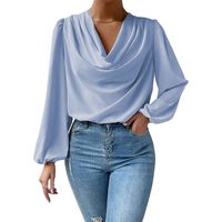 Women's Blouse Long Sleeve Blouses Pleated Fashion Solid Color main image 3