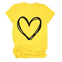 Women's T-shirt Short Sleeve T-shirts Printing Contrast Binding Fashion Heart Shape main image 5