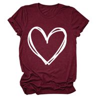 Women's T-shirt Short Sleeve T-shirts Printing Contrast Binding Fashion Heart Shape main image 3