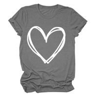 Women's T-shirt Short Sleeve T-shirts Printing Contrast Binding Fashion Heart Shape main image 4