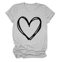 Women's T-shirt Short Sleeve T-shirts Printing Contrast Binding Fashion Heart Shape main image 2