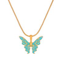 Mode Schmetterling Legierung Emaille Frau Halskette Mit Anhänger 1 Stück sku image 3