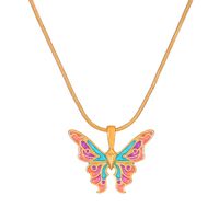 Mode Schmetterling Legierung Emaille Frau Halskette Mit Anhänger 1 Stück sku image 4