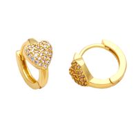 Fashion Heart Shape Copper Gold Plated Zircon Hoop Earrings 1 Pair main image 5