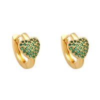 Mode Herzform Kupfer Vergoldet Zirkon Reif Ohrringe 1 Paar sku image 2