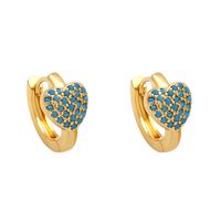 Fashion Heart Shape Copper Gold Plated Zircon Hoop Earrings 1 Pair sku image 4