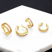 Simple Style Geometric Copper Gold Plated Zircon Ear Clips 1 Pair main image 1