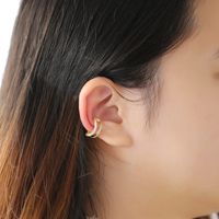 Simple Style Geometric Copper Gold Plated Zircon Ear Clips 1 Pair main image 2