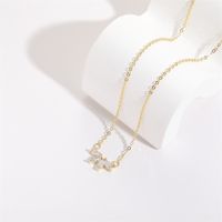 Fashion Flower Copper Gold Plated Zircon Pendant Necklace 1 Piece main image 5