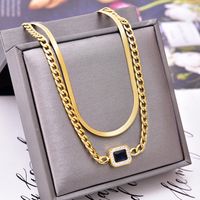 Fashion Square Titanium Steel Plating Inlay Zircon Layered Necklaces 1 Piece main image 6