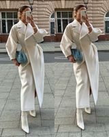 Women's Fashion Solid Color Double Breasted Coat Woolen Coat main image 3