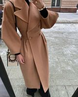 Women's Fashion Solid Color Double Breasted Coat Woolen Coat main image 5
