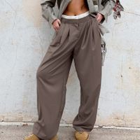 Women's Daily Casual Solid Color Full Length Patchwork Contrast Binding Wide Leg Pants main image 2