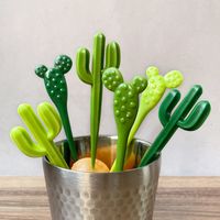 Cute Cactus Cartoon Plastic Fruit Fork 1 Set main image 5