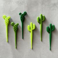 Cute Cactus Cartoon Plastic Fruit Fork 1 Set main image 6